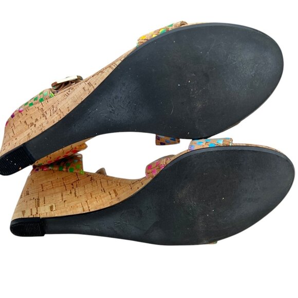 Vaneli Women’s Size 7M Multi-Color Cork Wedge Sandals With Buckle Strap - Picture 5 of 13
